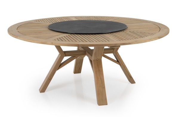 Circus matbord Ø 180 H73 cm inkl serveringsbricka Superstone - natur teak