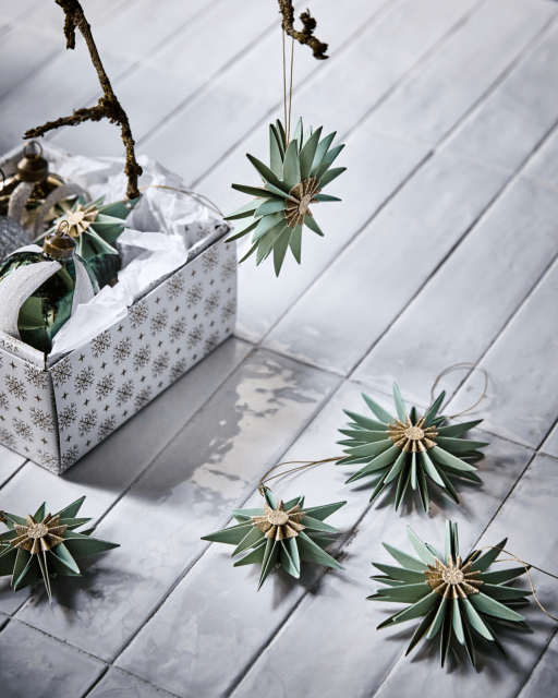 Stari juldekoration, 6-pack - green/champagne