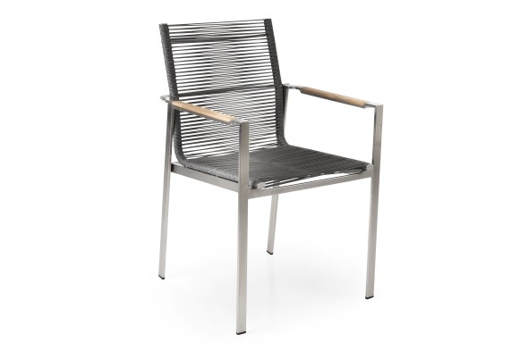 Gotland karmstol - rostfritt stål/teak