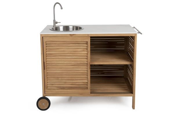 Figalia utekök med vask och kran - teak/betonglook