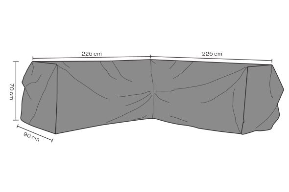 Hörnsoffskydd Leone 225/225x90xH70 cm, andas - svart