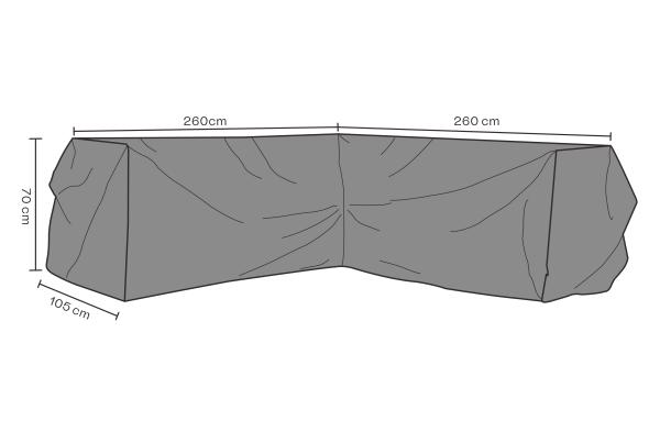 Hörnsoffskydd Rana/Glendon 260/260x105x70 cm, vattentät - svart