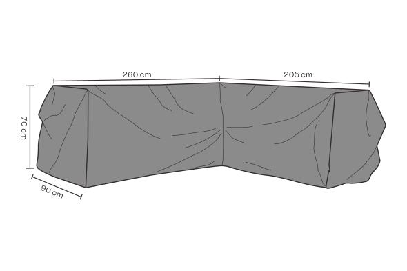 Hörnsoffskydd Rana/Soho L205/R260x90x70 cm, andas - svart