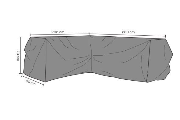 Hörnsoffskydd Soho L260/R205x90x70 cm, andas - svart