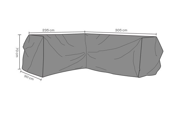 Hörnsoffskydd L305/R235x90 H70 cm, andas - svart
