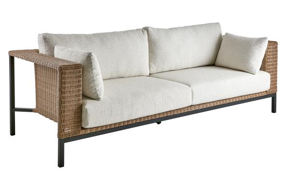 Shell 2,5-sits soffa - svart/natur/teddy rice dyna