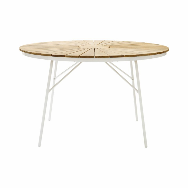 Ellen trädgårdsbord Ø 110 H74 cm - vit/teak
