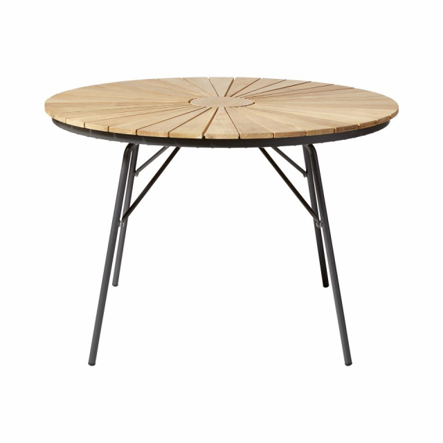 Ellen trädgårdsbord Ø 110 H74 cm - antracit/teak