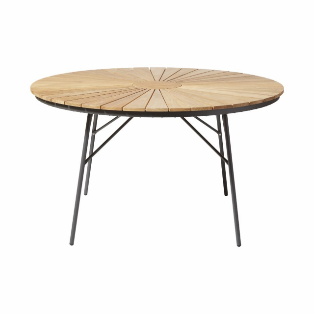 Ellen trädgårdsbord Ø 130 H74 cm - antracit/teak