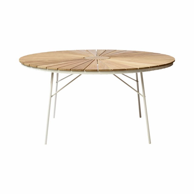 Ellen trädgårdsbord Ø 150 H74 cm - vit/teak