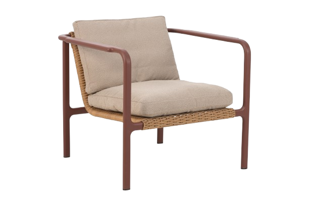 Motty fåtölj - zin red/teddy beige dyna