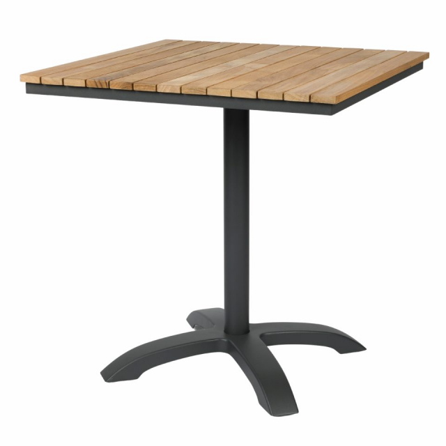 Mood cafébord 70x70 H74 cm - antracit/teak