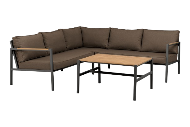 Cap hörnsoffa Small inkl. bord - antracit/brun dyna