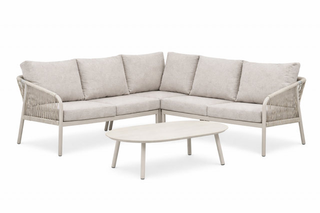 Perry hörnsoffa inkl soffbord - khaki/beige snake/soft dusk dyna