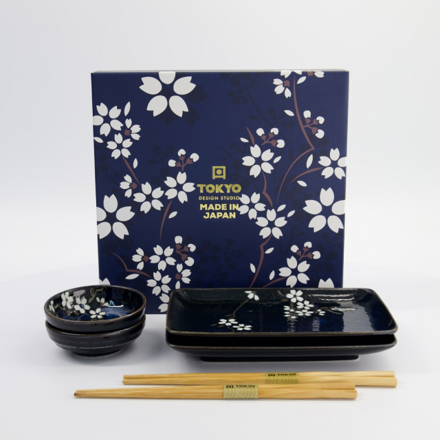 Sakura Sushi gift-set, 6 delar - cobalt blue