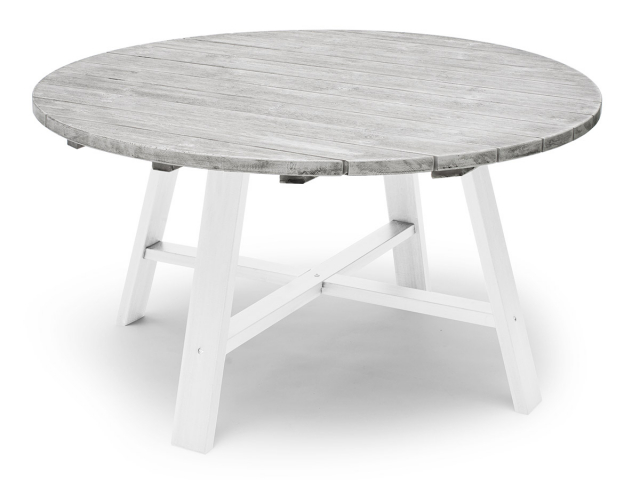 Shabby Chic matbord Ø 138 cm - grå/vit