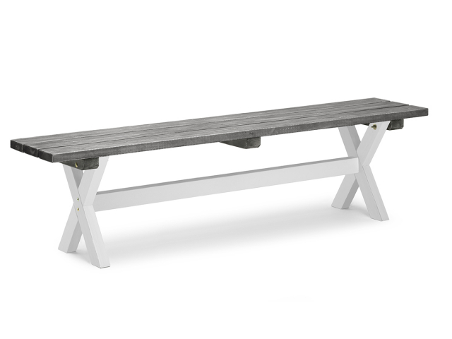 Shabby Chic bänk 40x180 cm - grå/vit