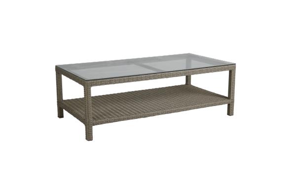 Funkia soffbord 140x70 H47 cm - beige/glas