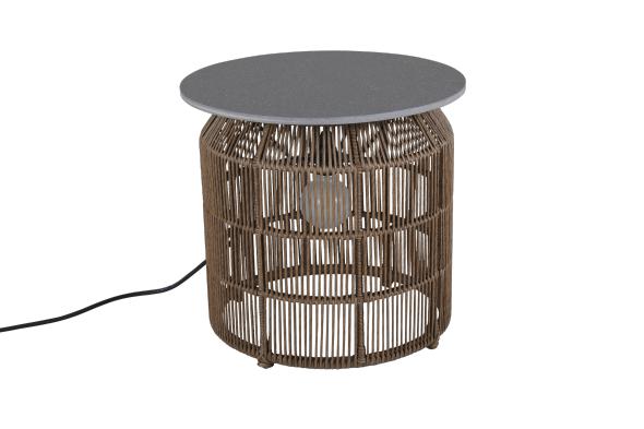 Pamir sidobord Ø 50 H45 cm - ljusbrun/mörkgrå sten