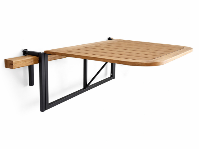 Räckö balkonghängbord 60x40 cm - svart/teak