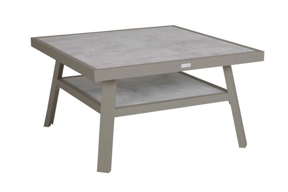 Samvaro soffbord låg, 90x90 H50 cm - khaki/glas