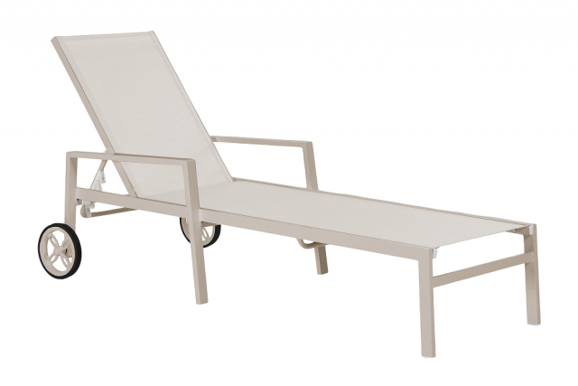 Leone vilsäng - khaki/offwhite textilene
