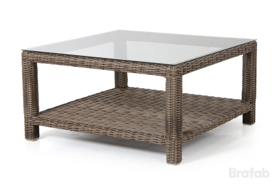 Ninja soffbord 90x90 H46 cm - rustik/glasskiva