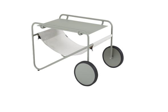 Poul sidobord - dusty green/offwhite textilene