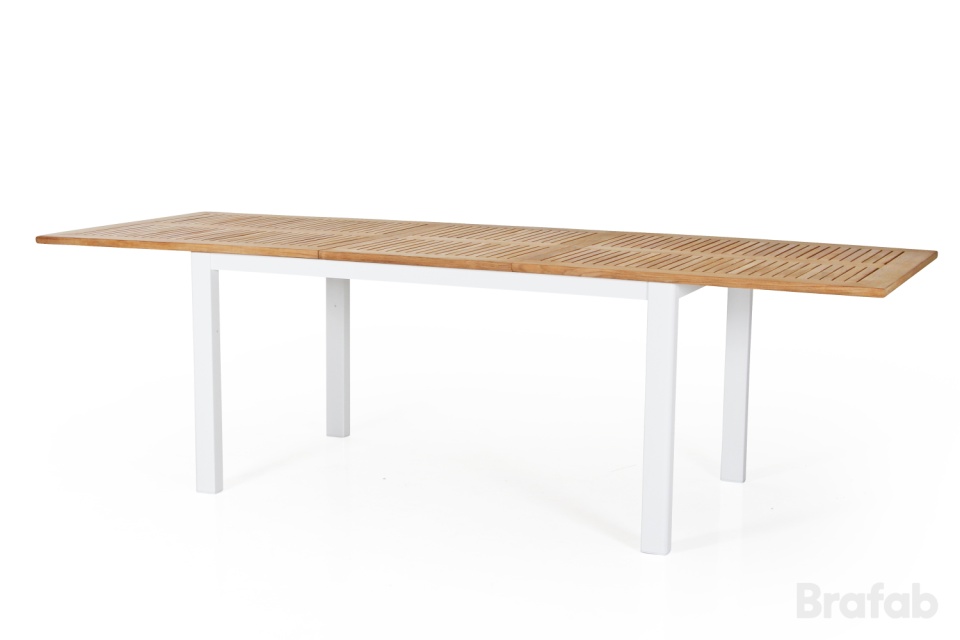 Lyon bord förlängningsbart 194-252x92 H76 cm - vit/teak