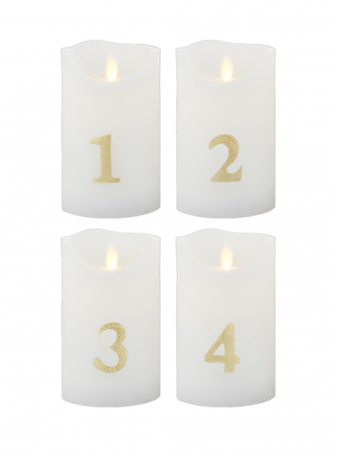 Sara adventsljus, 4 pack - vit/guld