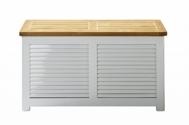 Classic förvaringsbänk 90x30 H48 cm - vit/teak