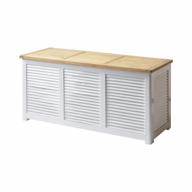 Classic förvaringsbänk 130x50 H60 cm  - vit/teak
