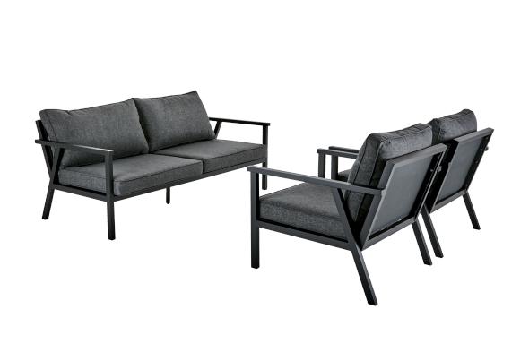 Rana 2,5-sits grupp, låg - svart/grå dyna
