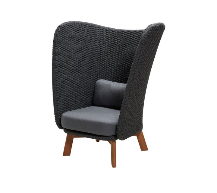 Peacock Wing highback fåtölj - dark grey/teak