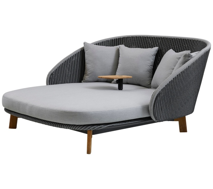 Peacock daybed, inkl bord - grey/light grey/teak
