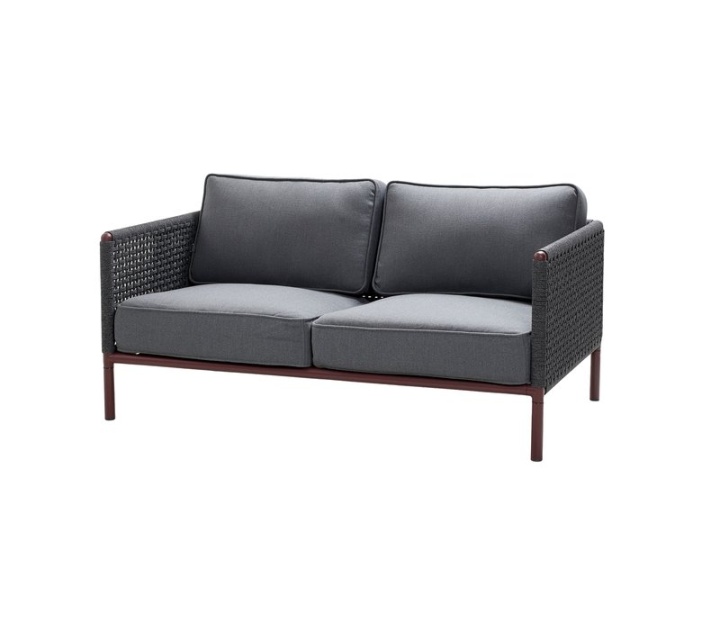 Encore 2-sits soffa - dark grey/bordeaux ram