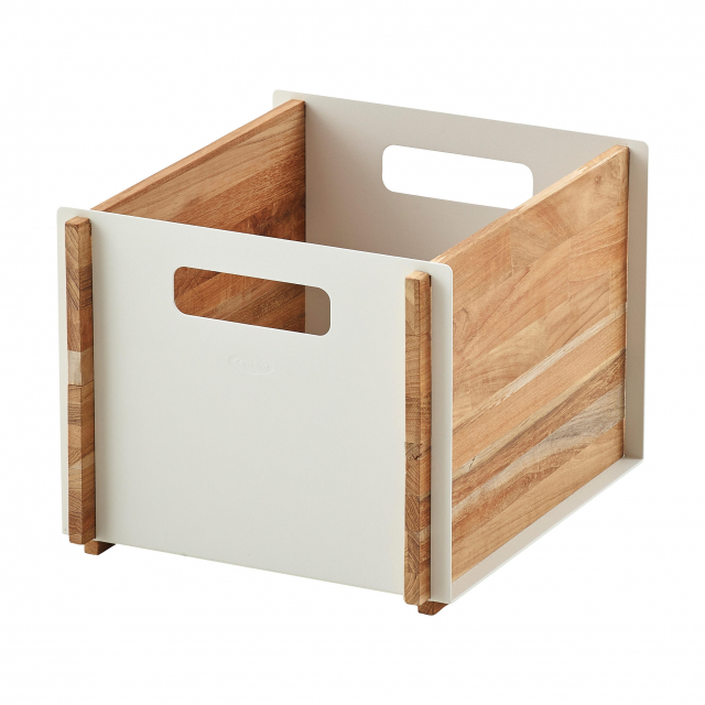 Box förvaringsbox - teak/white