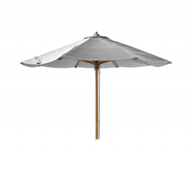 Classic parasoll Ø240 cm, med dragsnöre - light grey/teak