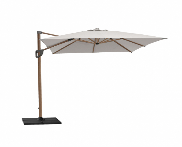 Hyde luxe tilt parasoll 3x3 m - wood look pol/dusty white