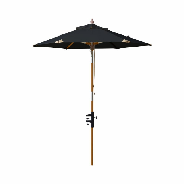 Balcony parasoll Ø 1.8 m - svart/teak