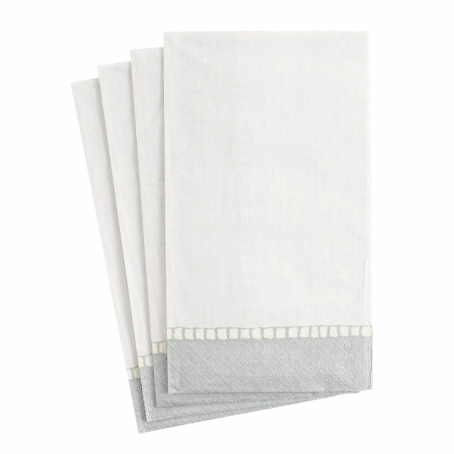 Silver Linen Border servetter, 15-pack