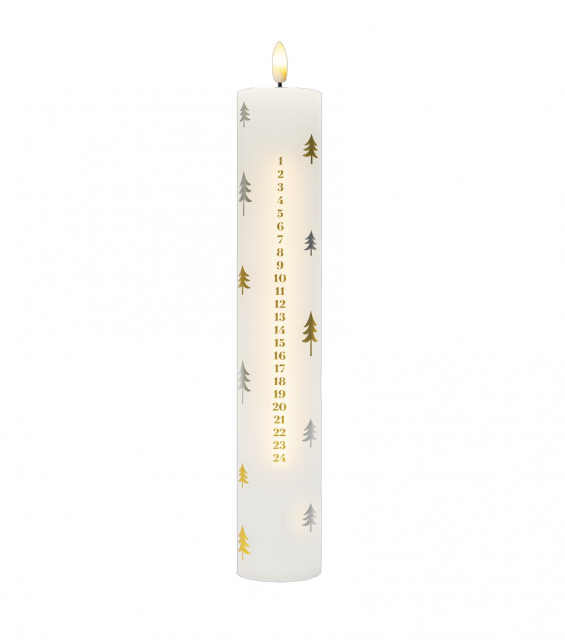 Sille kalenderljus - guld och silver träd