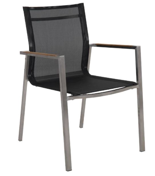 Naos karmstol - Rostfri/teak