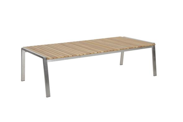Naos soffbord 140x75 H40 cm - rostfri/teak