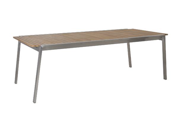 Naos matbord förlängningsbart 220-320x100 H73 cm - rostritt/teak