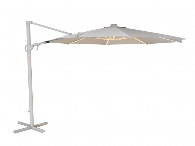 Cilento frihängande parasoll Ø 3.5 m - light grey/khaki