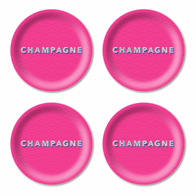 Champagne glasunderlägg Ø 11 cm - bright pink