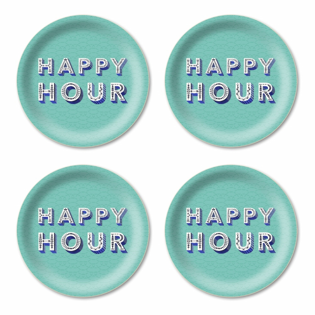 Happy Hour glasunderlägg Ø 11 cm - turquoise