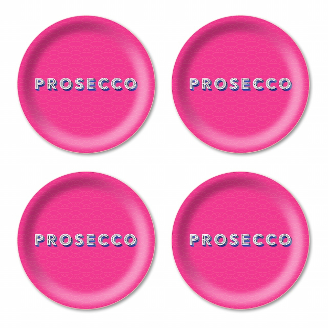 Prosecco glasunderlägg Ø 11 cm - bright pink
