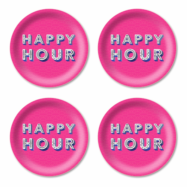 Happy Hour glasunderlägg Ø 11 cm - bright pink
